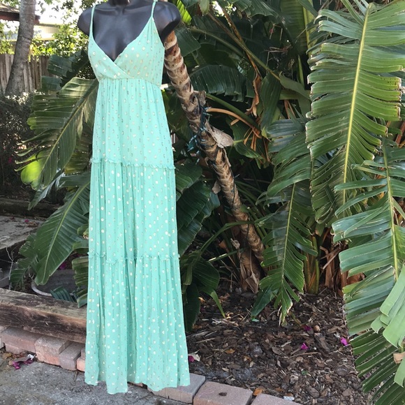 En crème Polkadot chiffon tiered dress - Picture 4 of 12